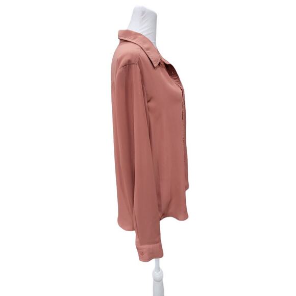 Lulus Boyfriend Fit Casual Button-Down Long Sleeve Blouse Size Medium Mauve - Picture 7 of 11